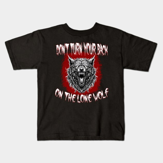 Angry and Possessed Lone Wolf Kids T-Shirt by MetalByte